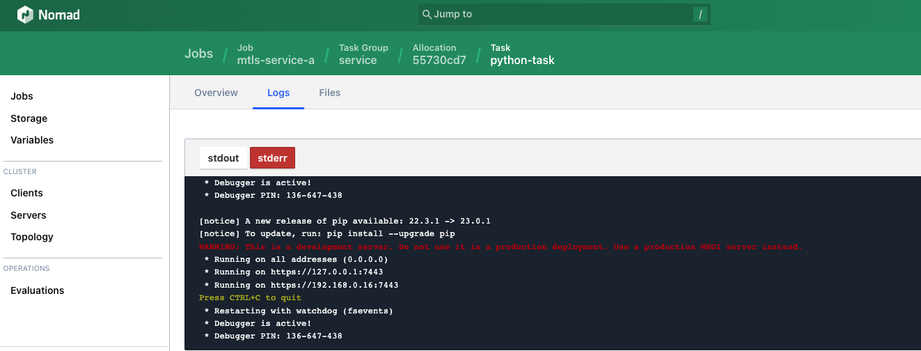 Task python-task logs - Nomad 2023-03-19 16-55-40